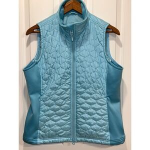 LL Bean Women Quilted Puffer Vest Lightweight Full Zip Blue Size M